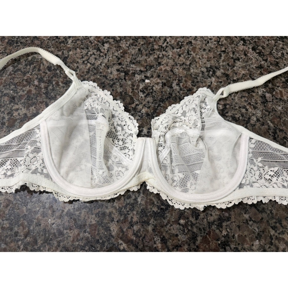 Wacoal Retro Chic Full Figure‎ Underwire Lace Bra Ivory White 36C 65191 - Picture 3 of 7
